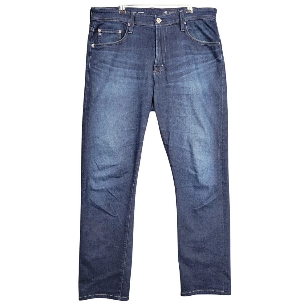 ADRIANO GOLDSCHMIED Everett Slim Straight Mid Rise Denim Blue Jeans SIZE 35x34